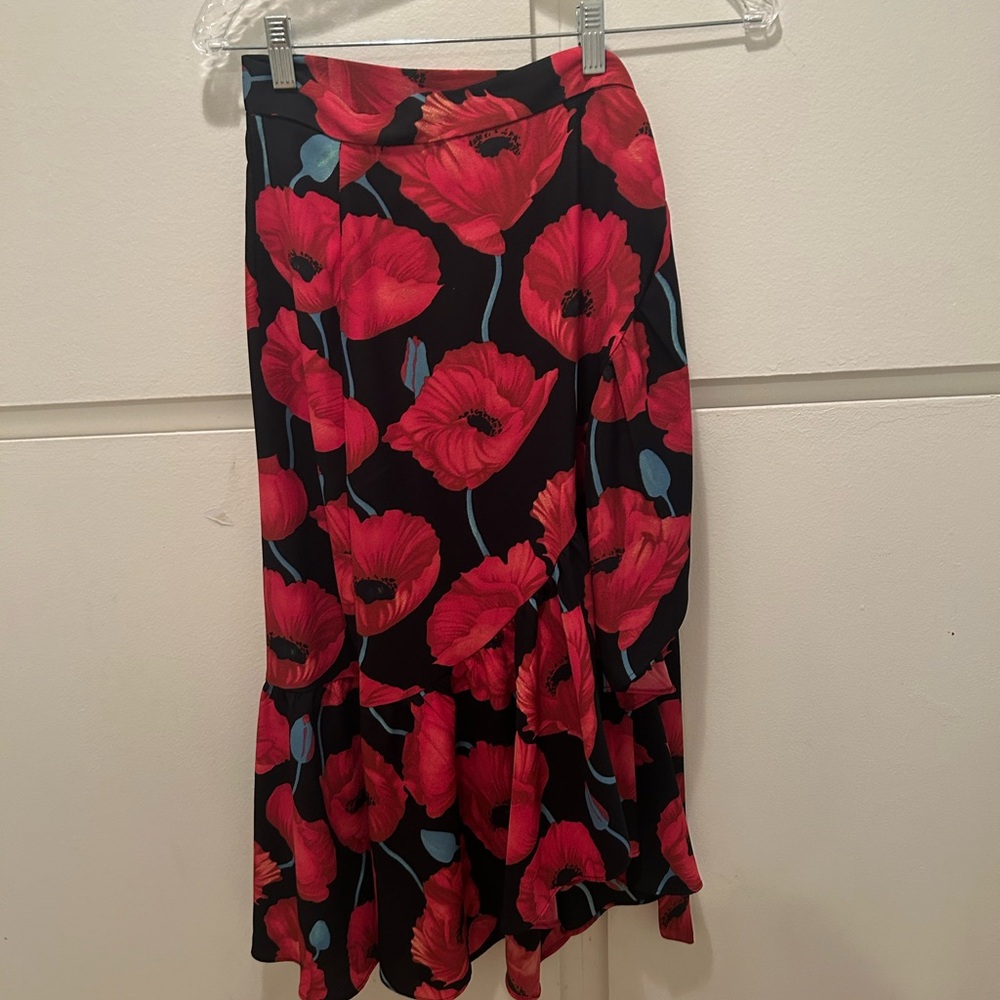Floral Red and Black Women's Skirt